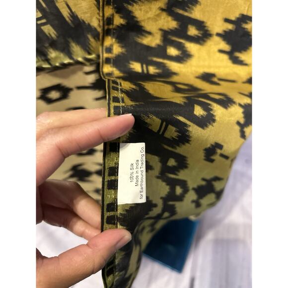 Earthbound Trading Co. Geometric Multicolor Silk Wrap Skirt - Picture 6 of 10